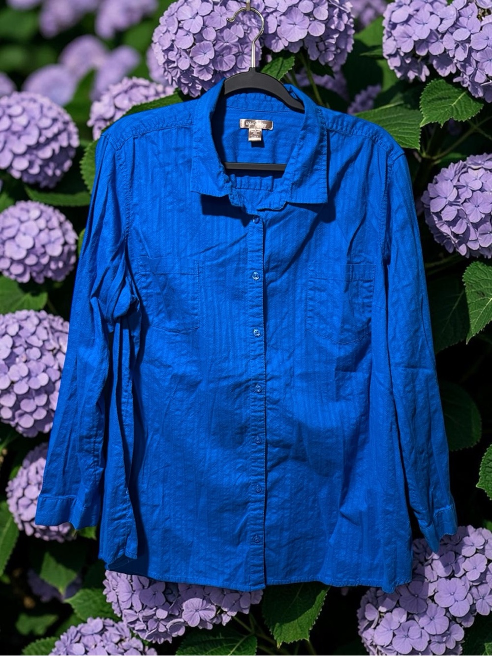 White Stag Bright Blue Button Front Cotton Top